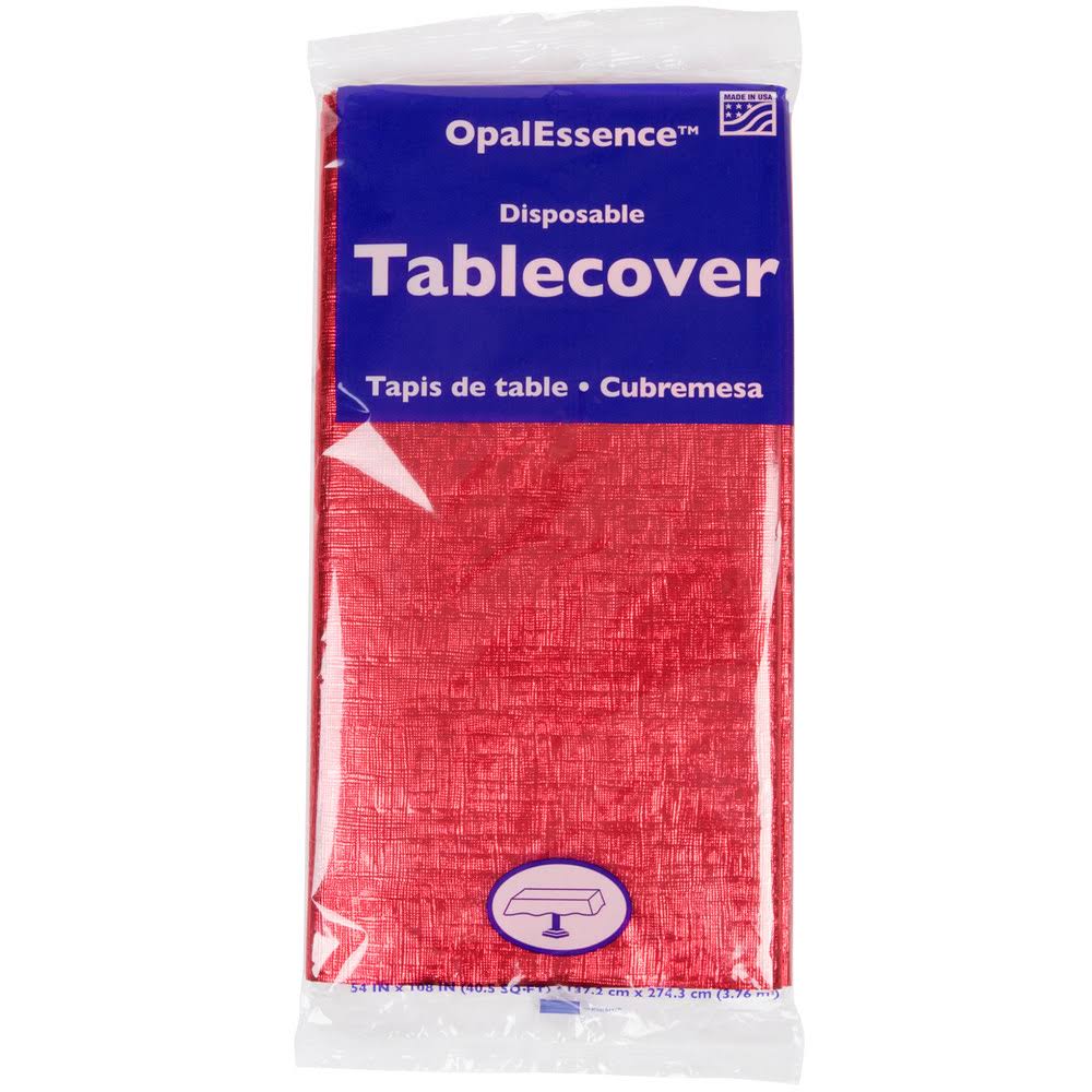 Red Metallic Plastic Table Cover - 12/Case Q4120