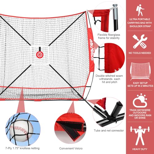 6'X6' Baseball Softball Practice Net with Strike Zone Target S9602