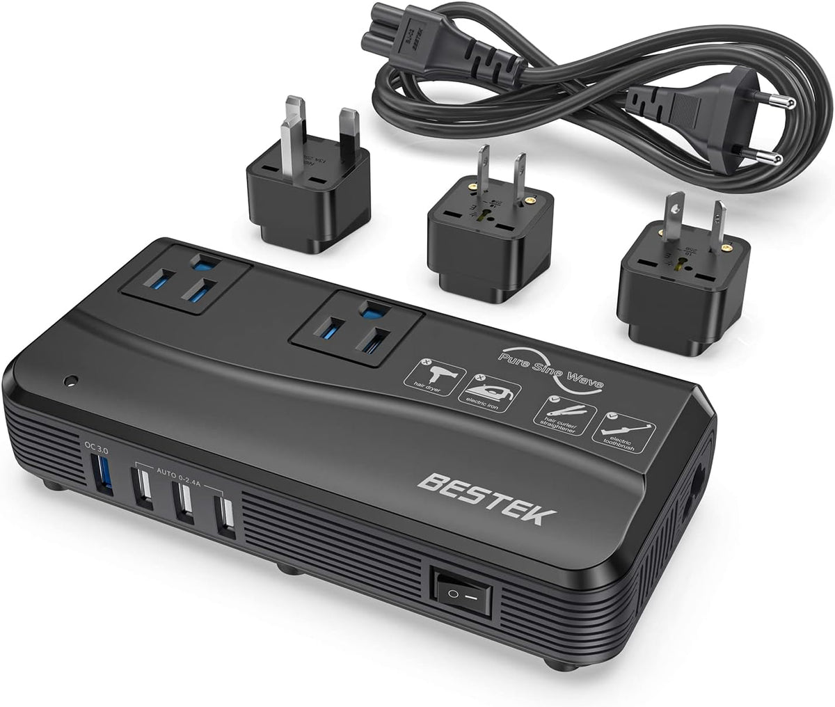 220v to 110v Voltage Converter 200W Power Converter Adapter Pack of 2 G985