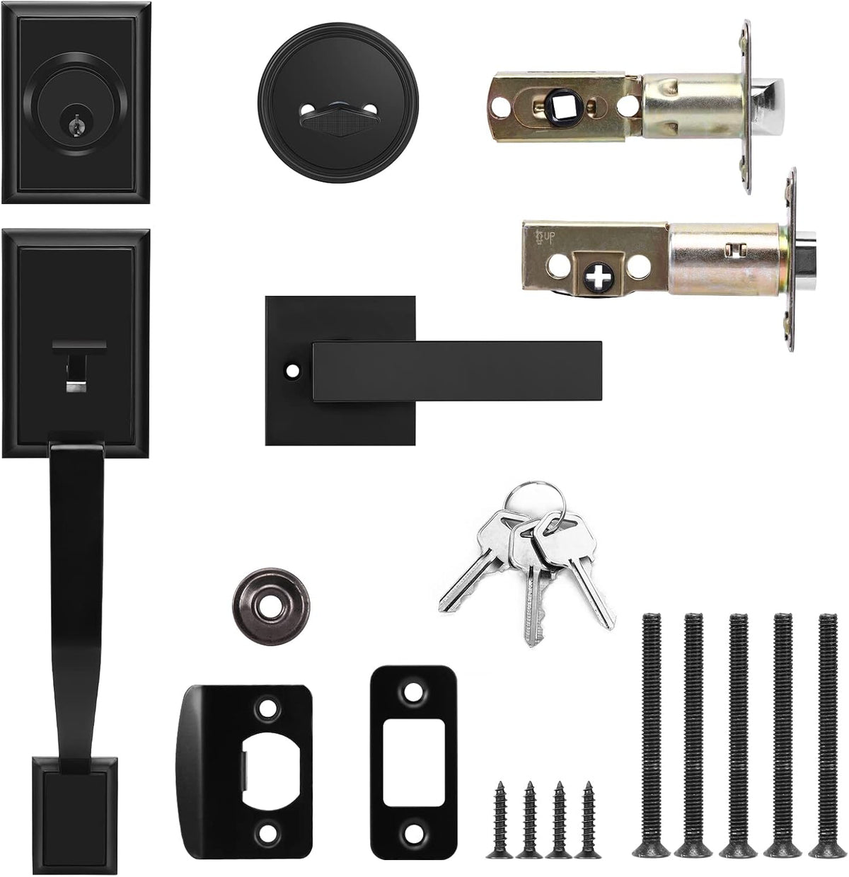 Matte Black Heavy Duty Door Lock Set with Deadbolt, Pack of 2 F479525