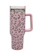 Light Pink Leopard Print 40 oz. Stainless Steel Tumbler With Handle K97587