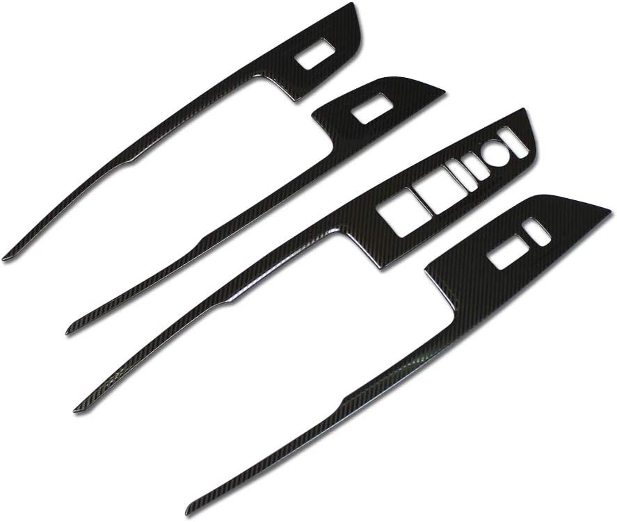 Carbon Fiber Black Interior Window Switch Console Panel Trims Pack of 2 T969