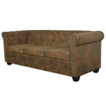 Faux Leather Rolled Arm Chesterfield Sofa X304259