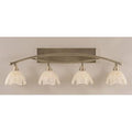 Four Light Bath Bar Brushed Nickel with Gold Ice Glass K3949