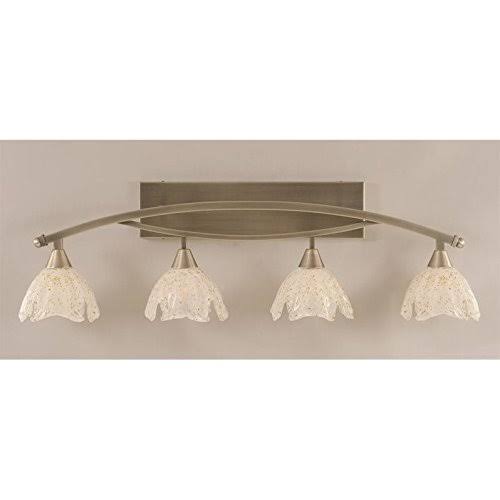 Four Light Bath Bar Brushed Nickel with Gold Ice Glass K3949