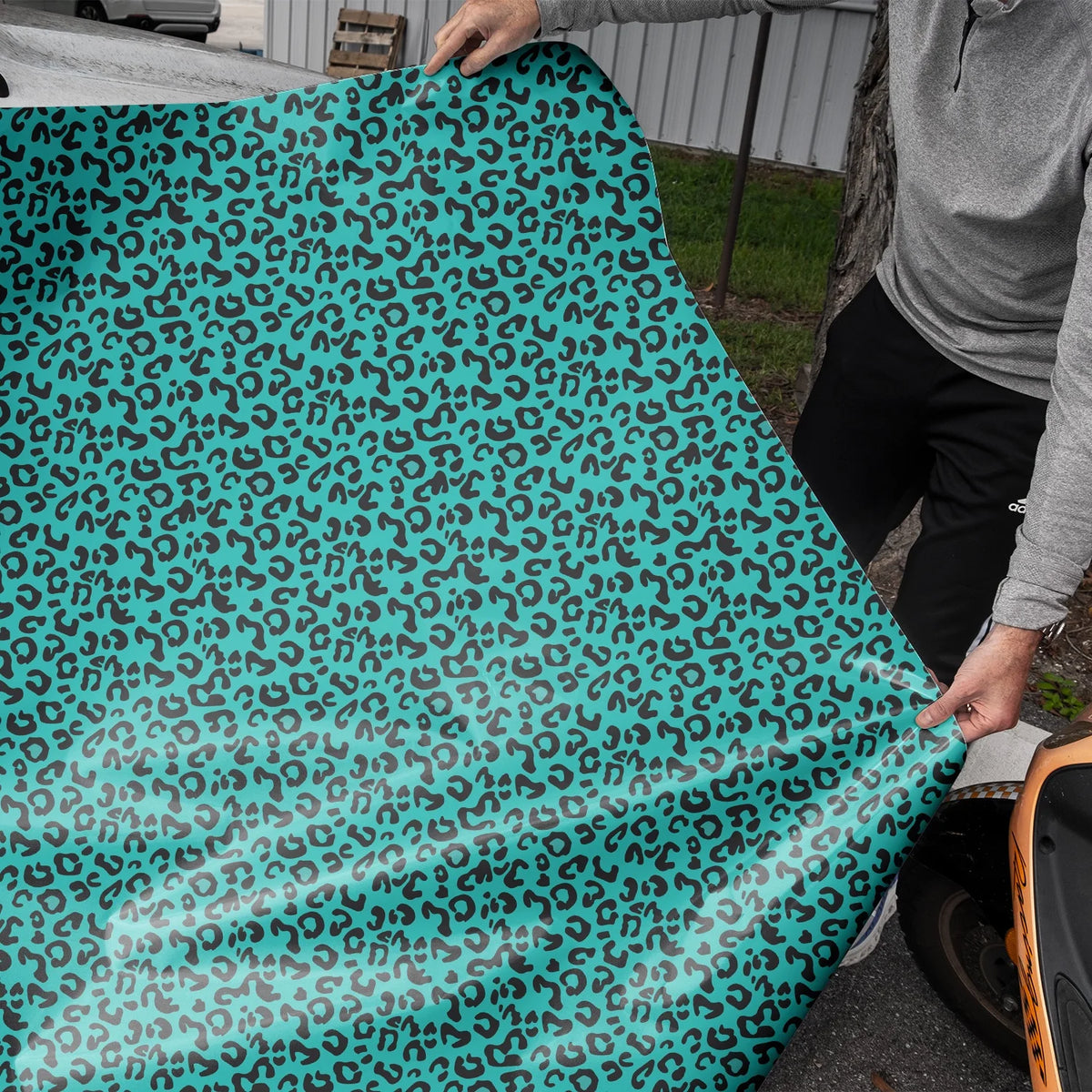 Teal Leopard 96” x 52” Vinyl Wrap Sheet F74322
