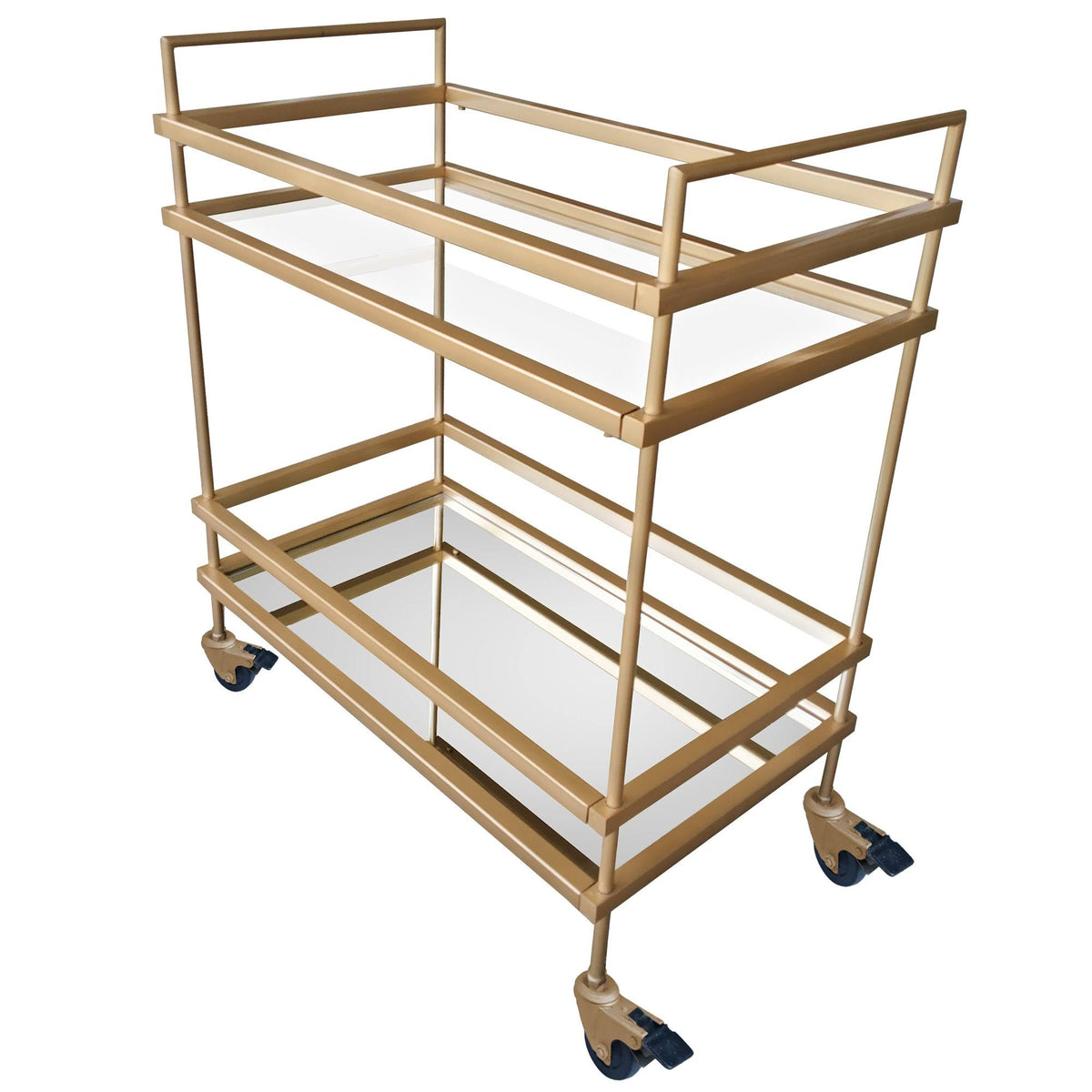 Gold Bar Cart with Two Glass Shelves O6615