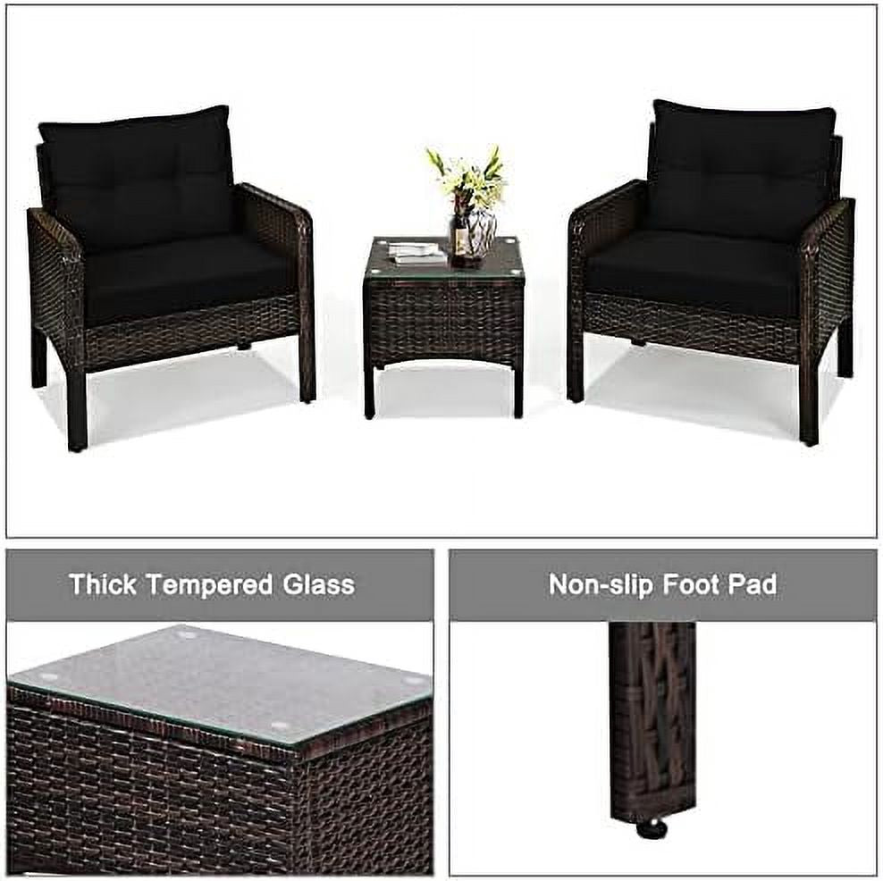 3 Piece Rattan Sectional Sofa Set with Seat Cushions C7248