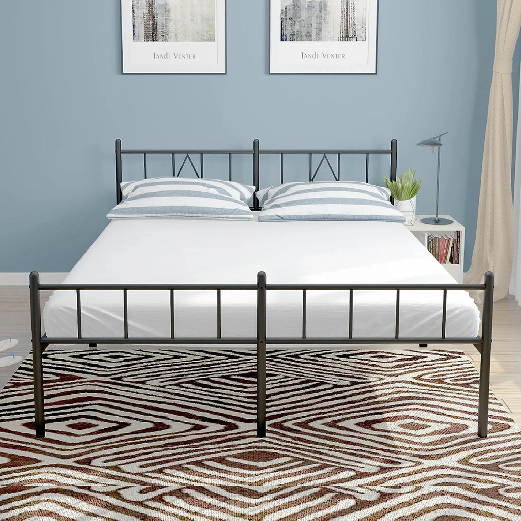 14 Inch Cal King Metal Bed Frame with Headboard and Footboard D77685