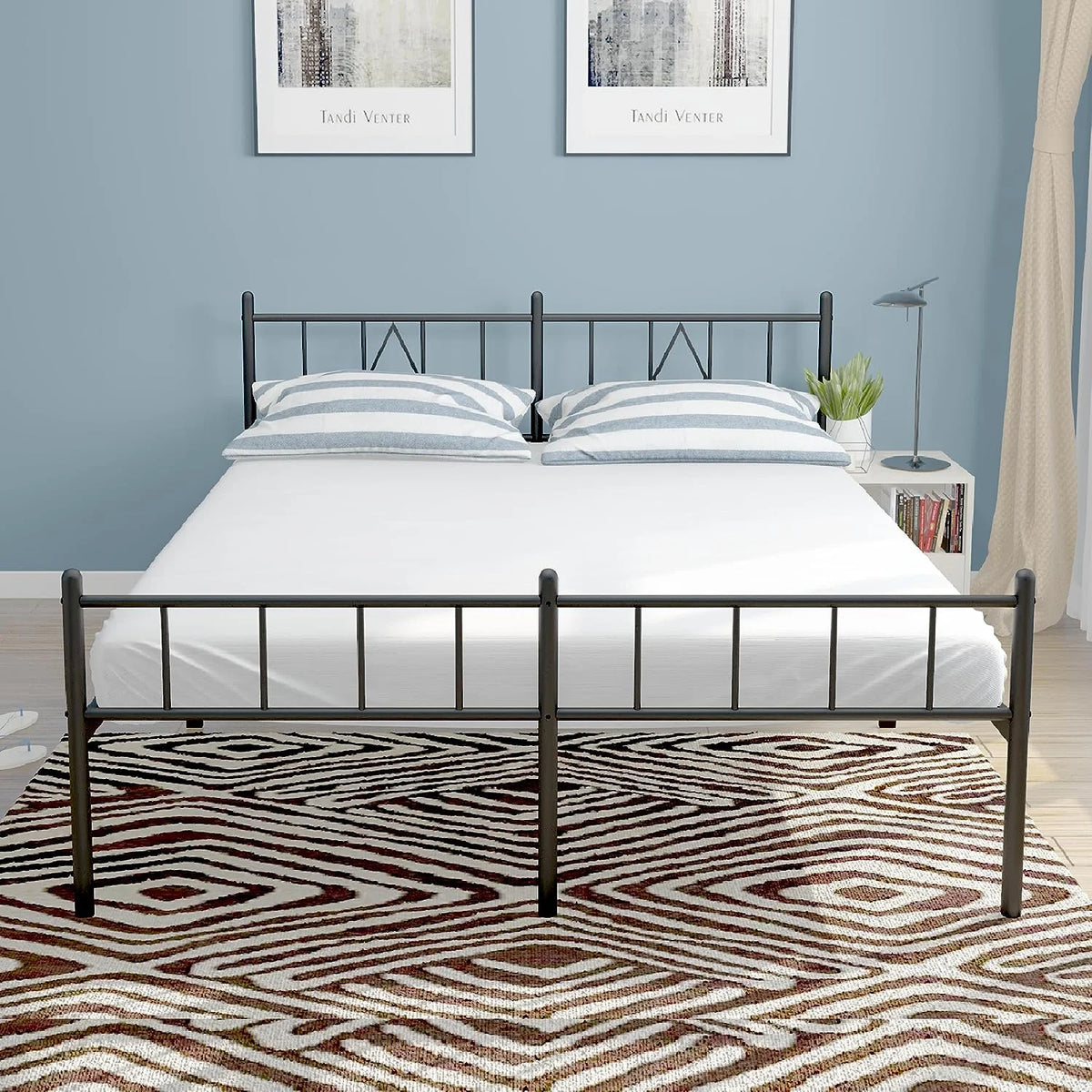 14 Inch Cal King Metal Bed Frame with Headboard and Footboard D77685