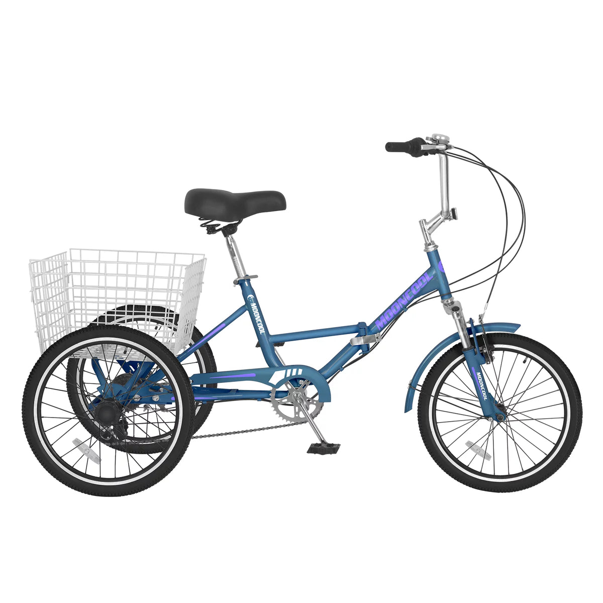24" 7 Speed Folding Adult Tricycle with Shopping Basket, Green A7323