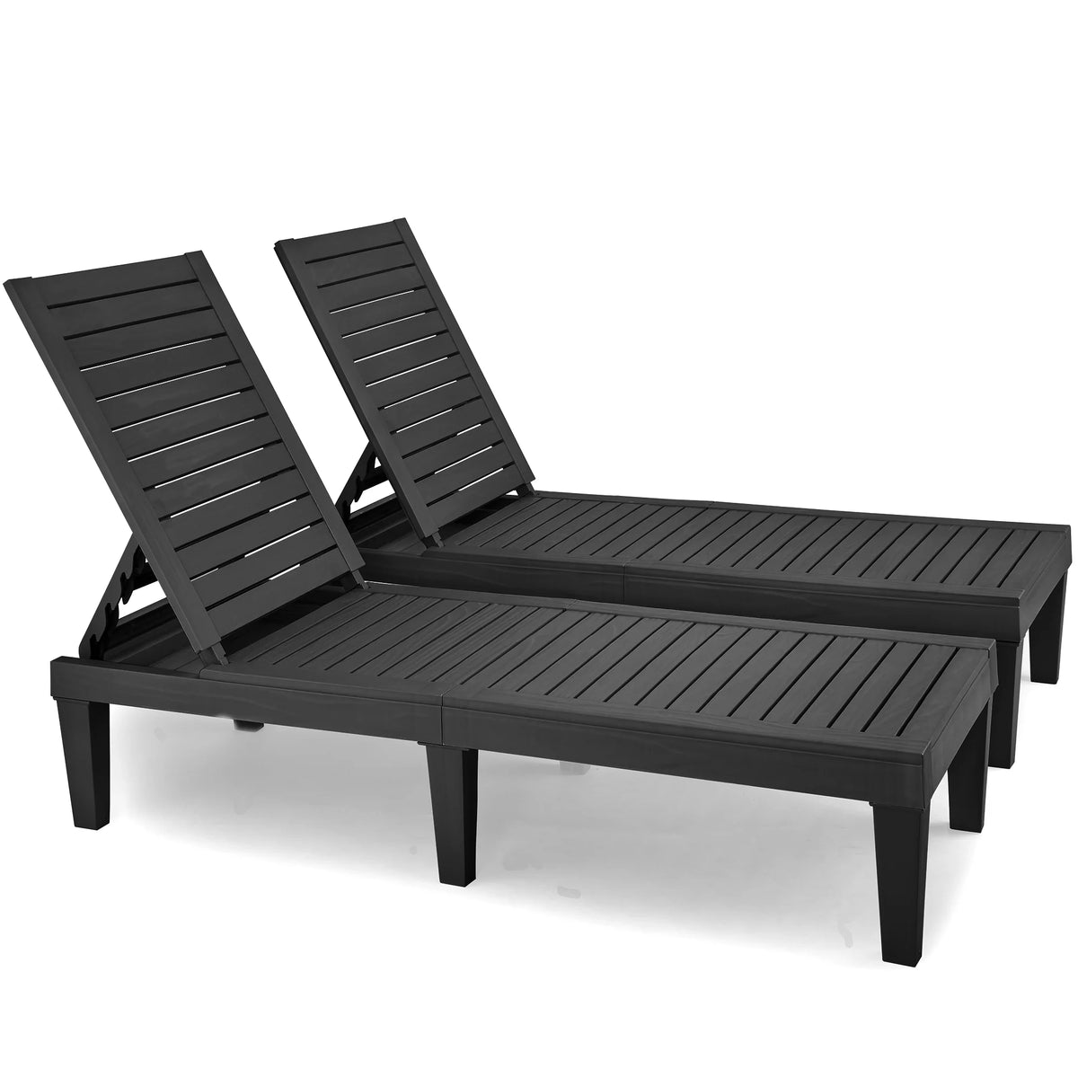 2 Pcs Adjustable Taupe Outdoor Lounge Chairs U374