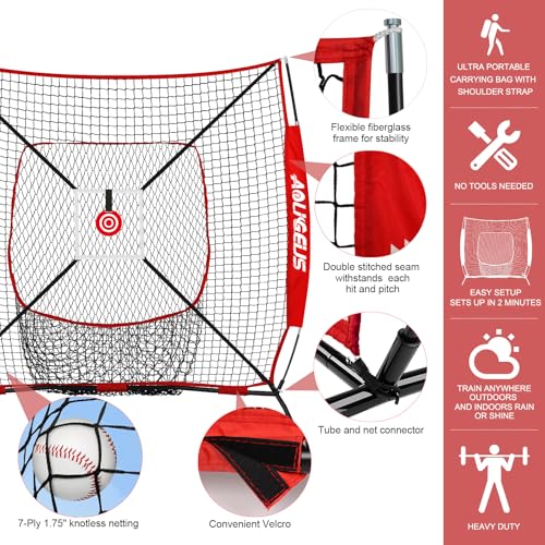 6'X6' Baseball Softball Practice Net with Strike Zone Target S9602