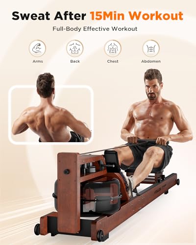 Foldable Water Rowing Machine 400LBS Weight Capacity with Monitor M589144