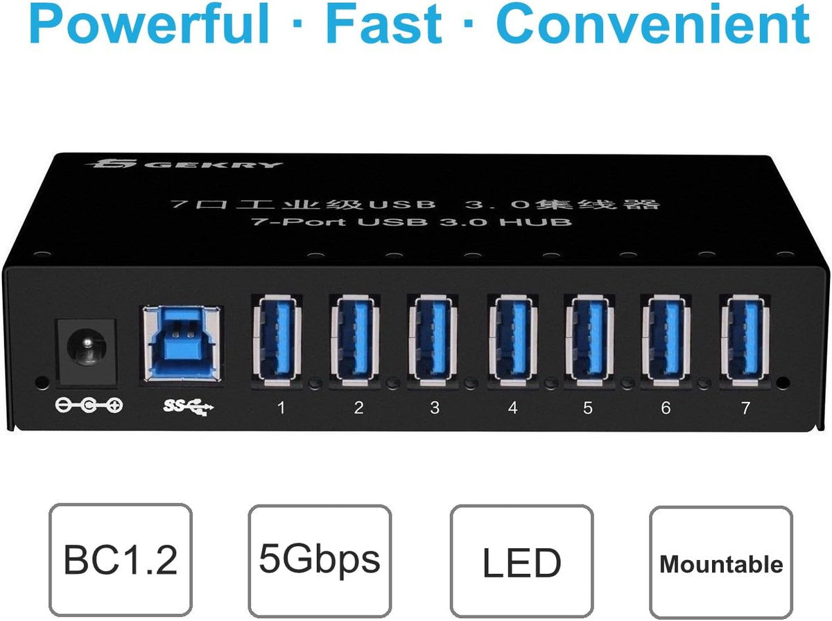 7-Port Powered USB 3.0 Hub with 12V/3A AC Adapter S568733