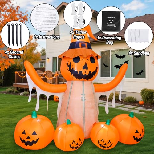 8FT LED Pumpkin Inflatable Halloween Decoration K677835