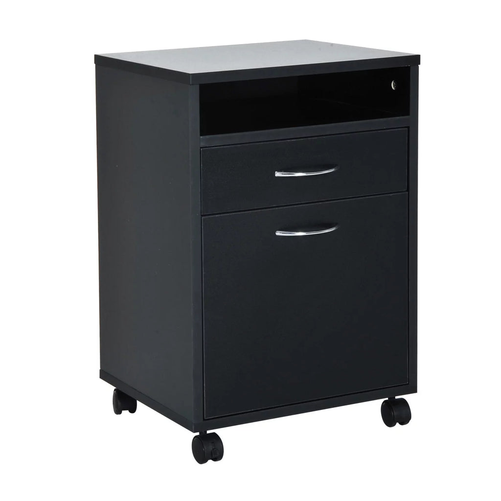 24" Rolling End Table Cart Nightstand Organizer, Black R486659