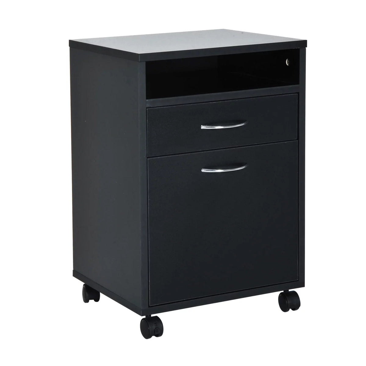 24" Rolling End Table Cart Nightstand Organizer, Black R486659