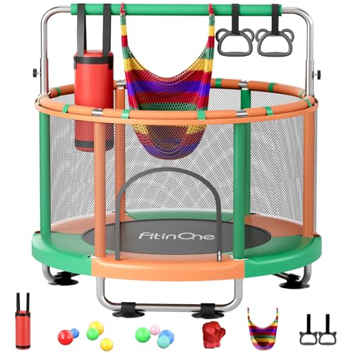 55" Toddler Mini Trampoline with Swing and Gymnastics Bar W310543