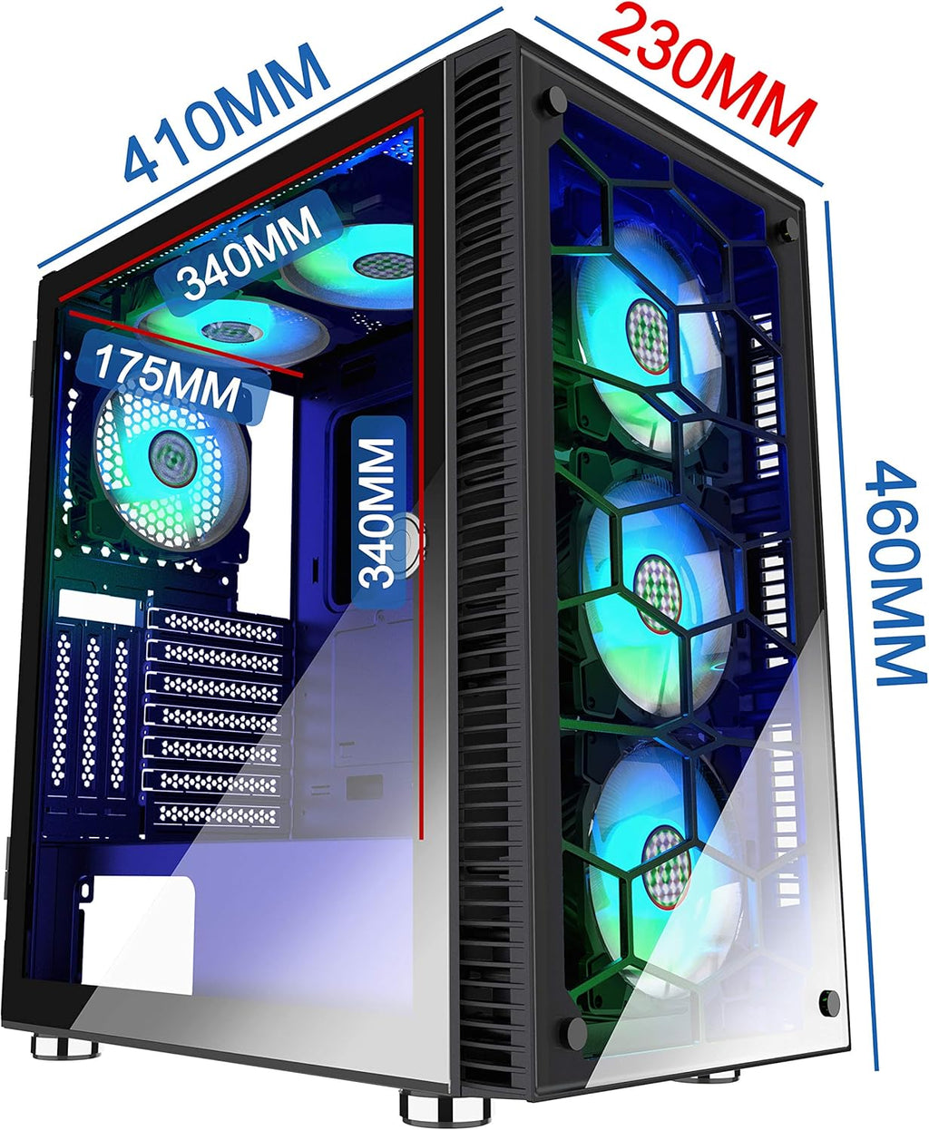 6 PCS LED ARGB Fans ATX Tower Computer Case A368