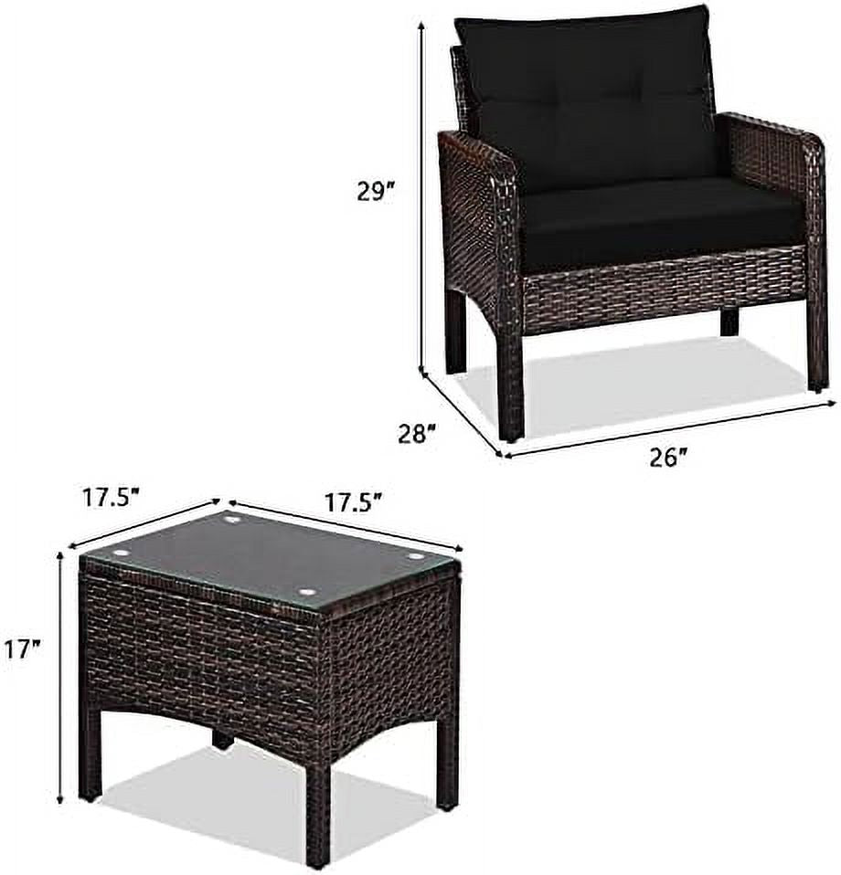 3 Piece Rattan Sectional Sofa Set with Seat Cushions C7248