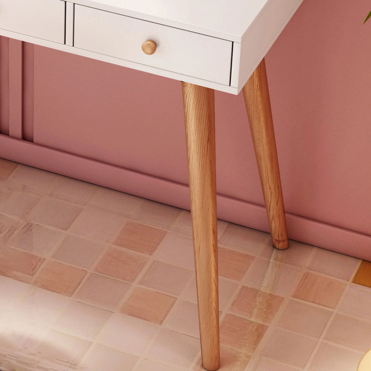 White Vanity Desk with Mirror and Lights H506