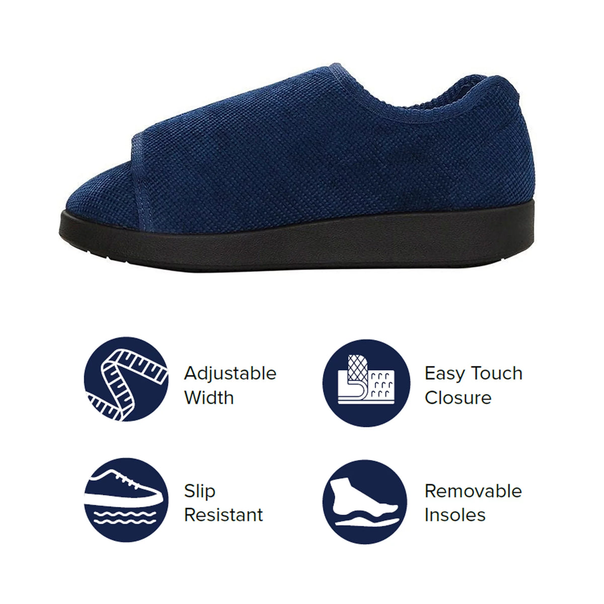 Navy Double-Extra Wide Easy Closure Slipper P331133