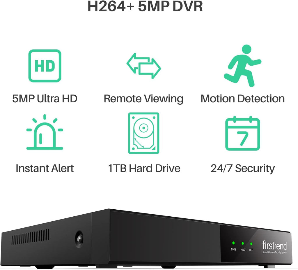 5MP PoE Security Camera System with 4 Cameras and 1TB HDD S597