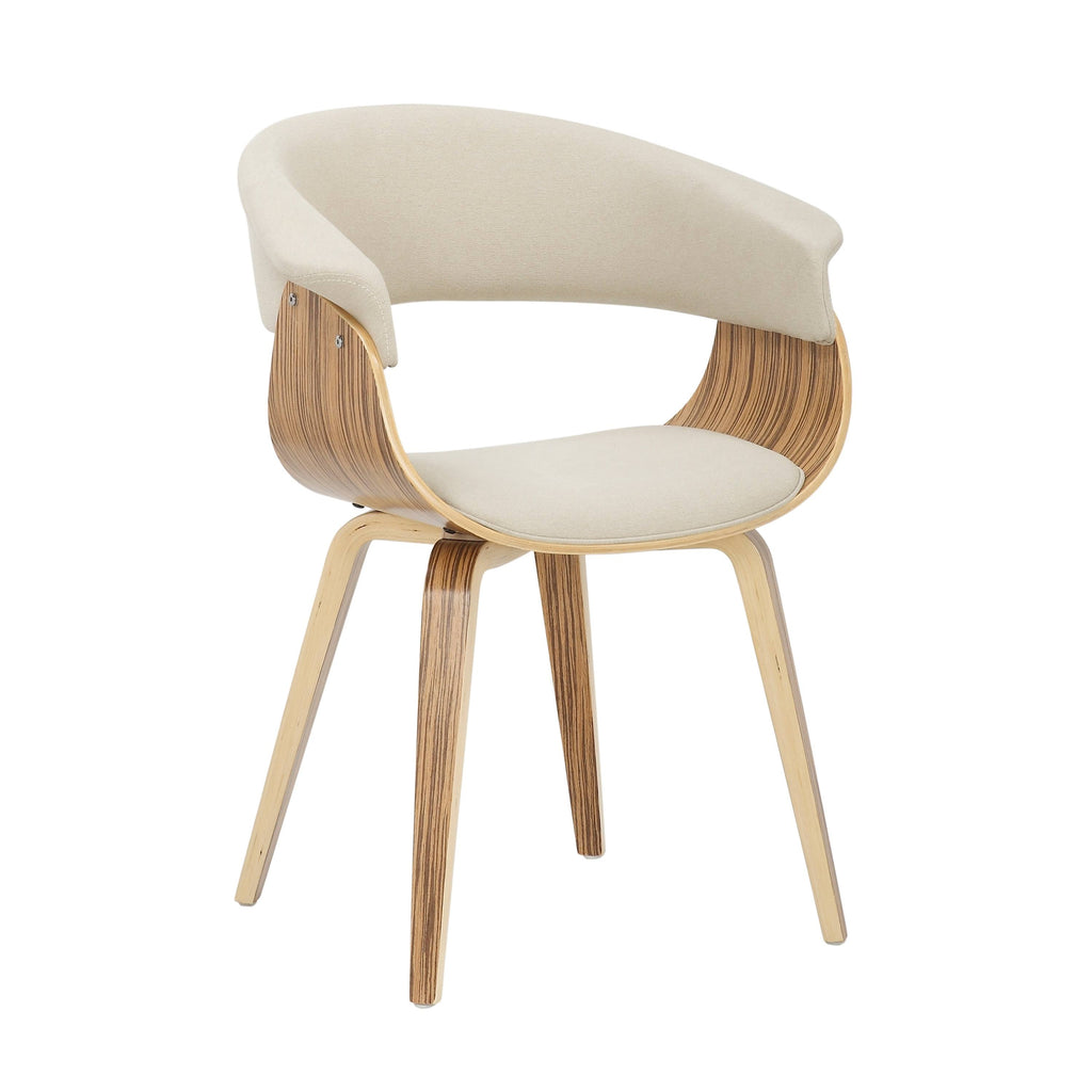 Cream Fabric Zebra Wood Dining Accent Chair K463