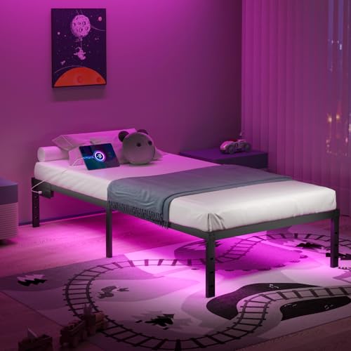 Full Size 14 Inch Metal Platform Bed Frame with LED Lights P89702