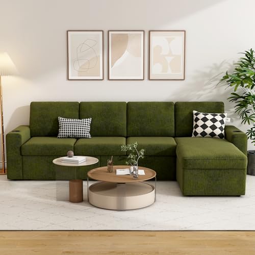 103" L-Shaped Sleeper Sofa Bed with Storage Chaise L436823