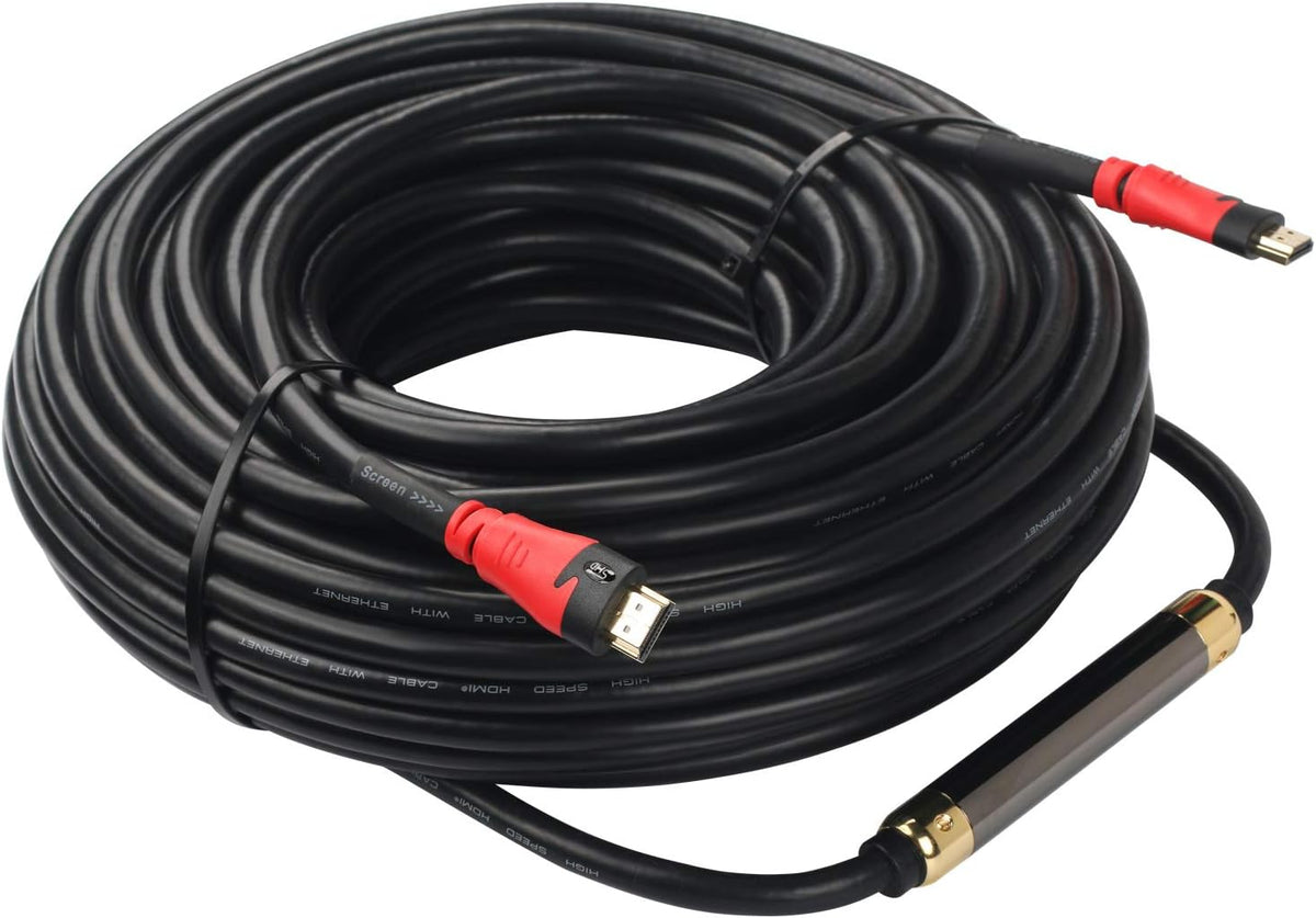 HDMI Cable 100 Feet with Signal Booster, CL3 Rated, Black and Blue E1904