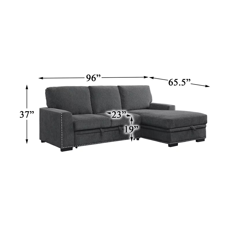Gray 2-piece Fabric Sectional with Right Chaise O504