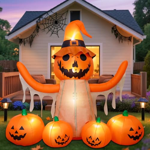 8FT LED Pumpkin Inflatable Halloween Decoration K677835