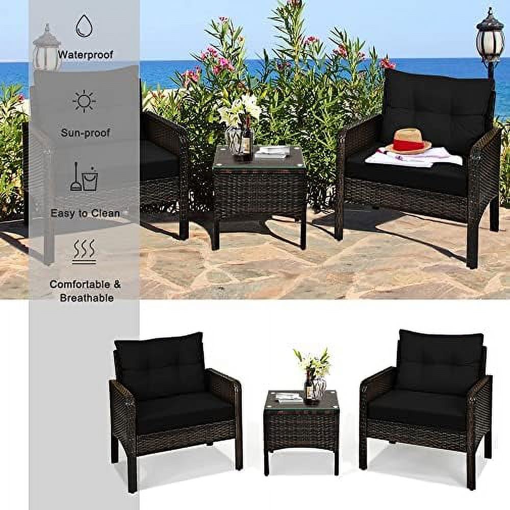 3 Piece Rattan Sectional Sofa Set with Seat Cushions C7248