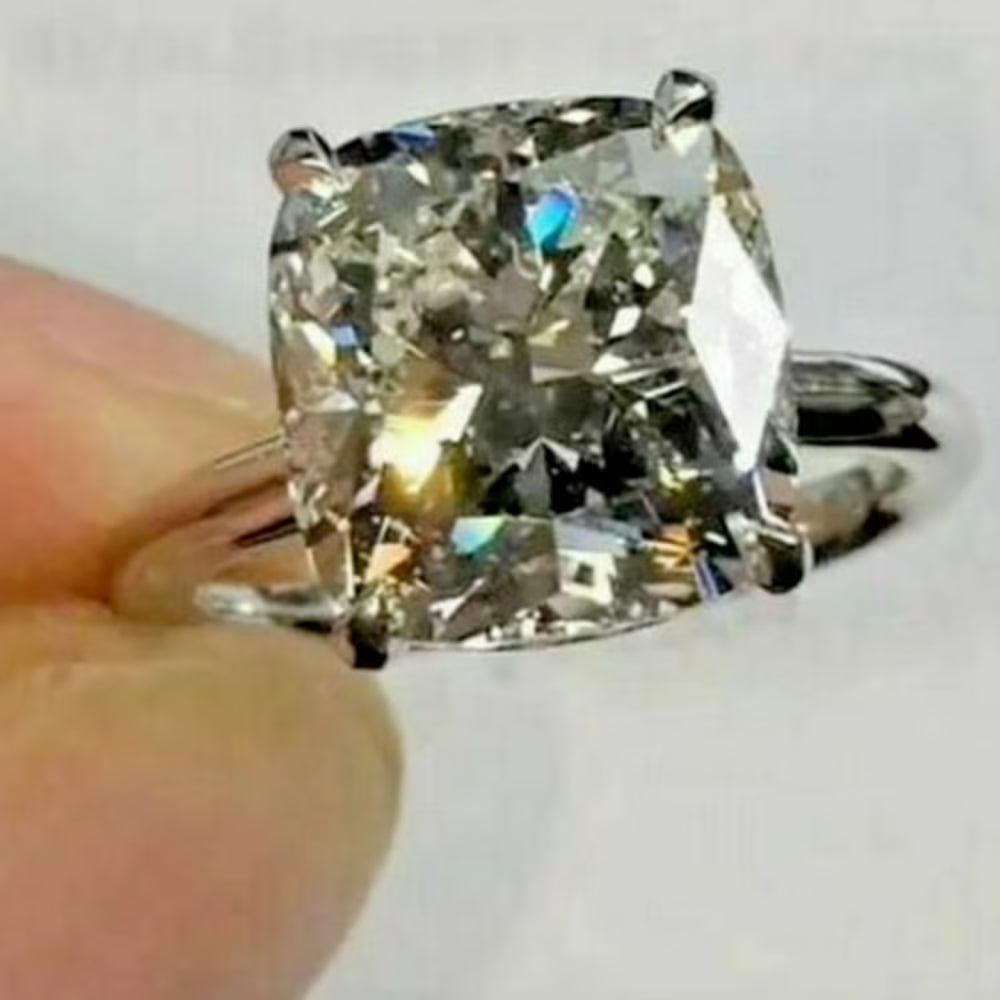 14K White Gold Plated Moissanite Solitaire Ring D3485