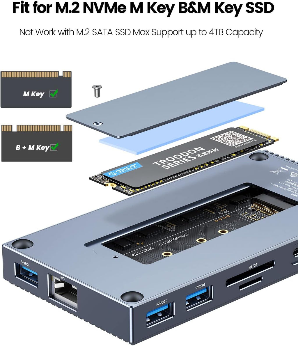 9-in-1 USB-C Hub with M.2 NVMe SSD Case O203