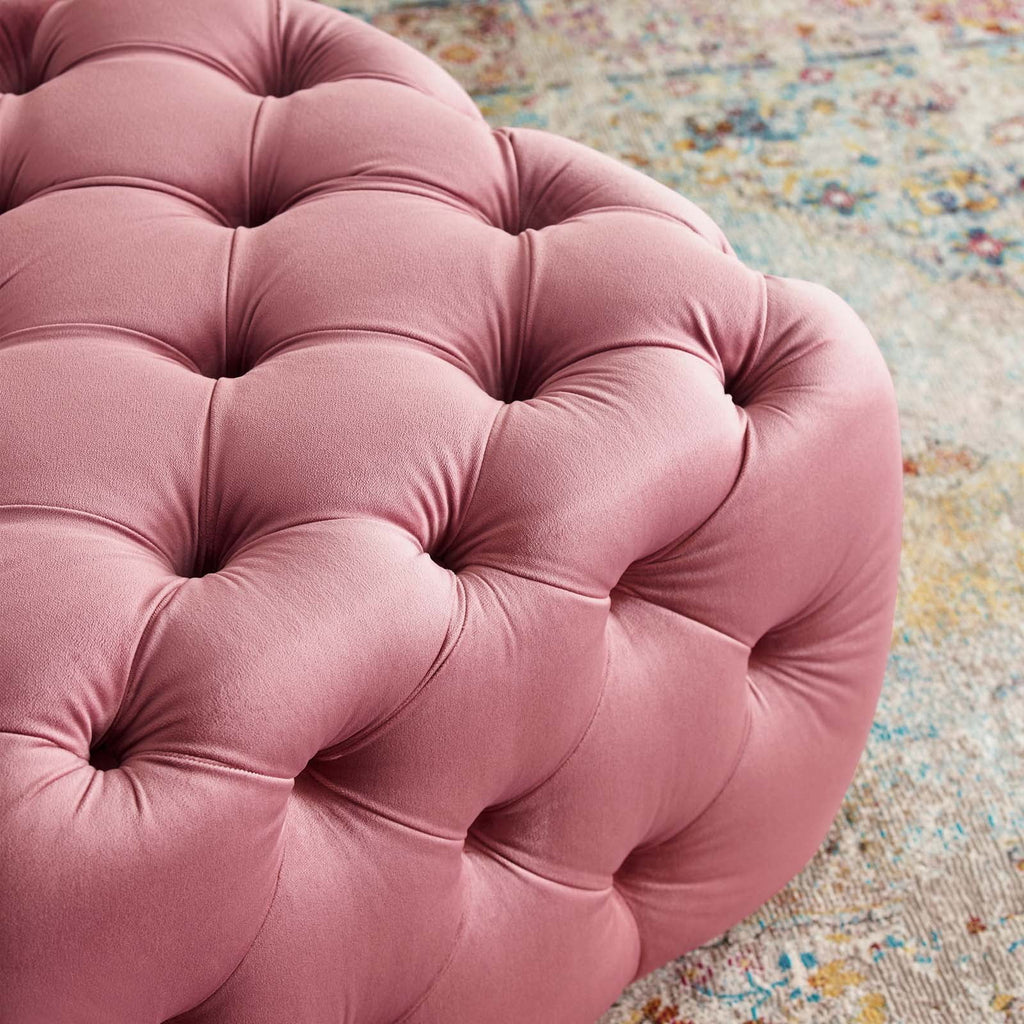 Tufted Button Square Performance Velvet Ottoman M94061