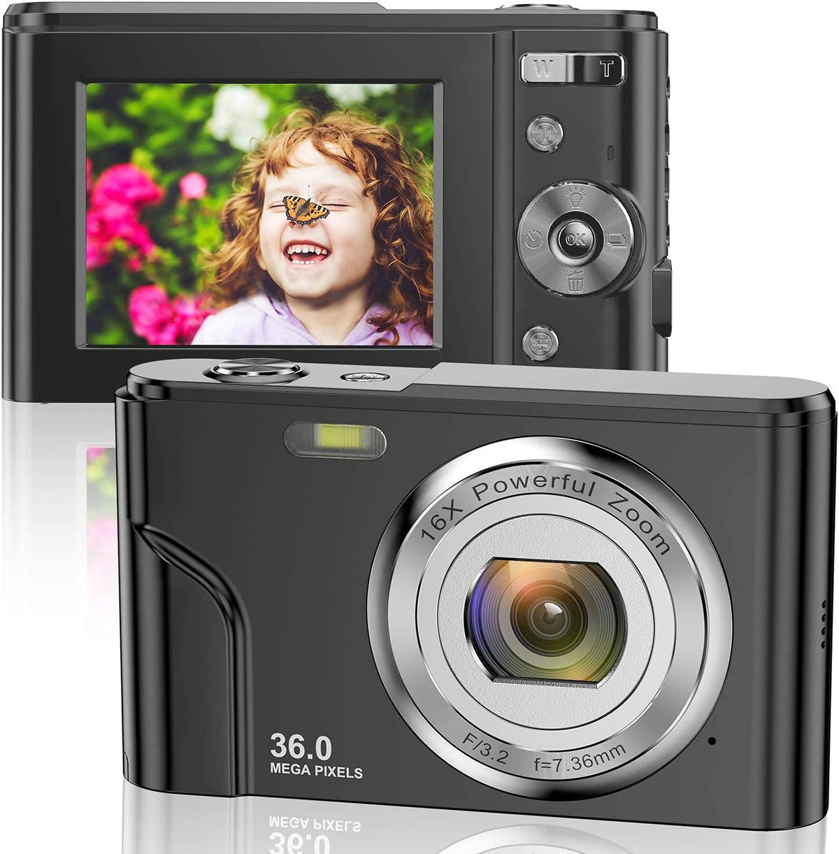 Black 36MP 1080P Mini Digital Camera with 16X Zoom, Pack of 2 Z39773