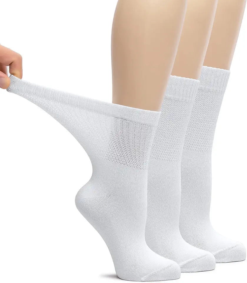 Bamboo Loose Fit Diabetic Crew Socks, 3 Pairs Z857772