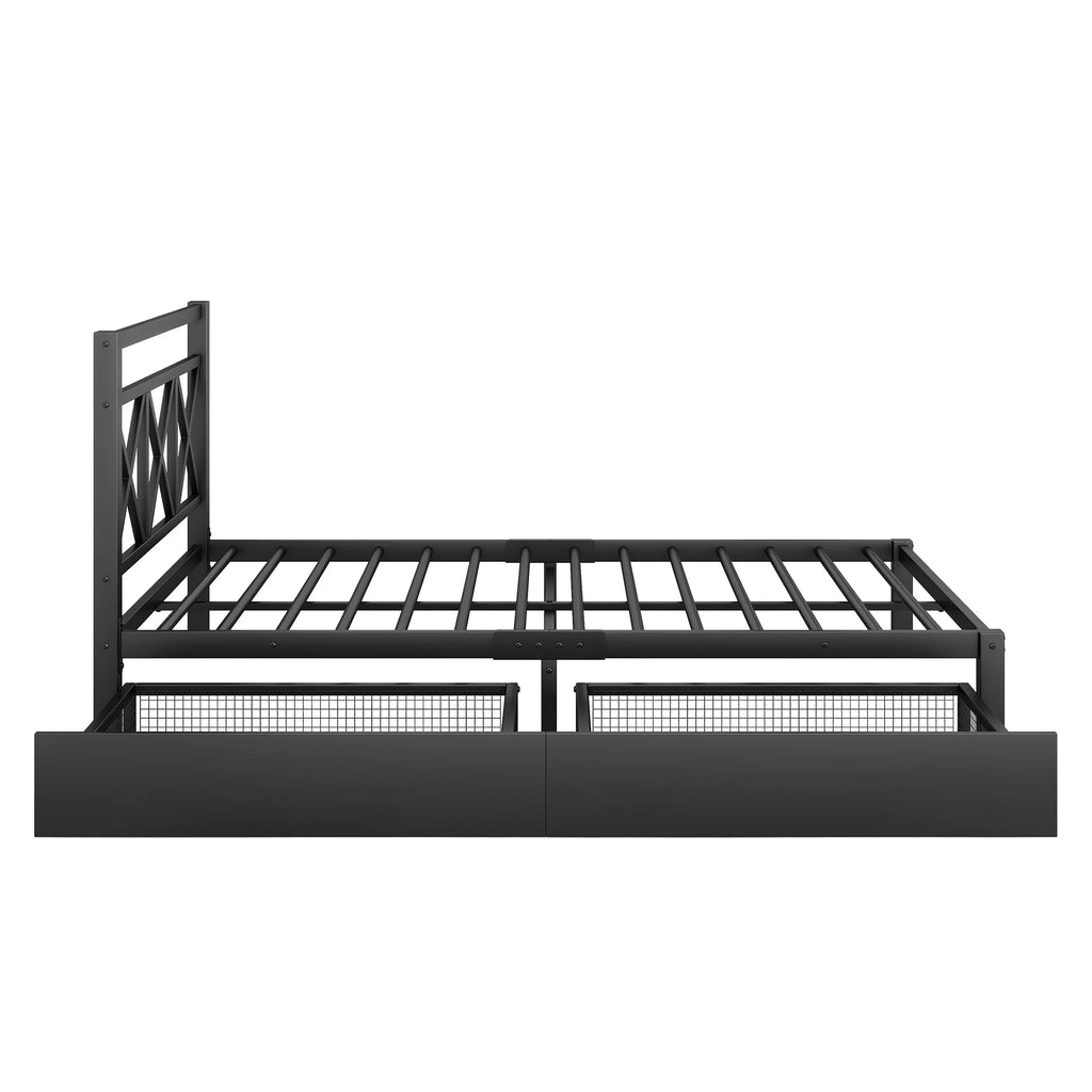 Metal Twin Size Platform Bed with Two Drawers O517578