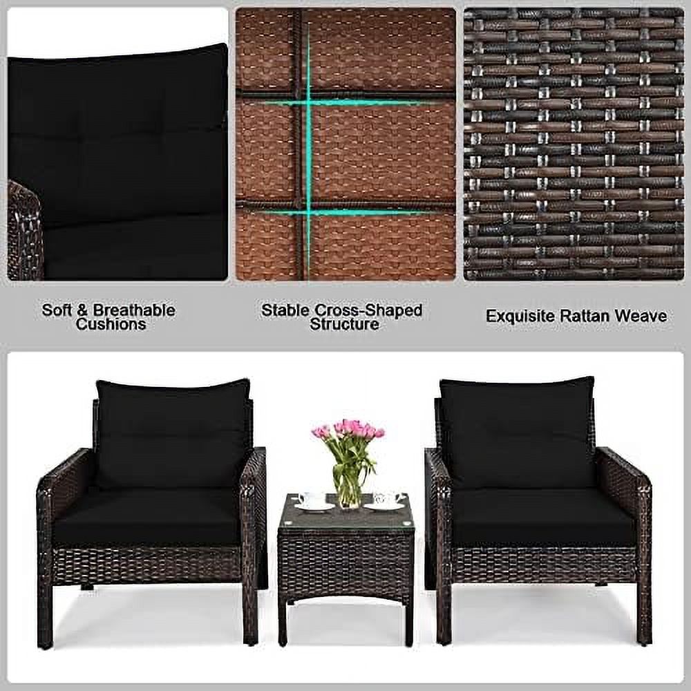 3 Piece Rattan Sectional Sofa Set with Seat Cushions C7248