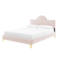 Queen Size Pink Velvet Platform Bed Frame X6728
