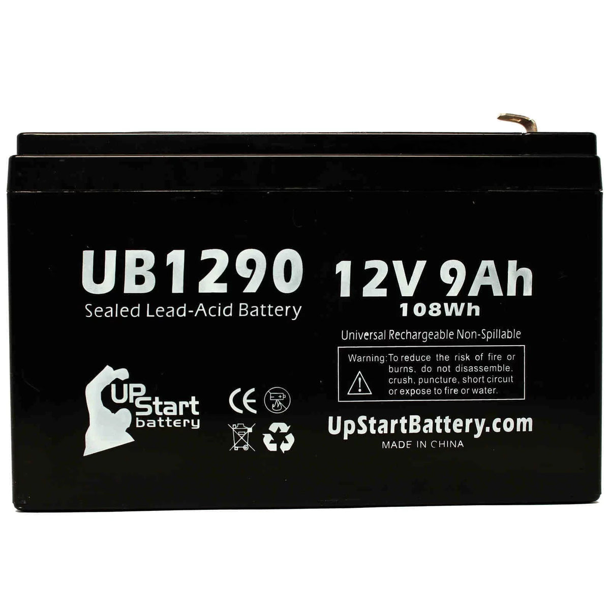 12V 9Ah Sealed Lead Acid Battery with Terminal Adapters O41692