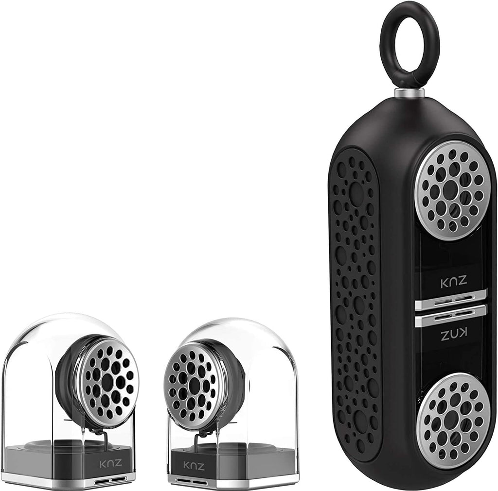 Portable Bluetooth True Wireless Speakers with Magnetic Connectable Base, Gray, Pack of 2 K8967