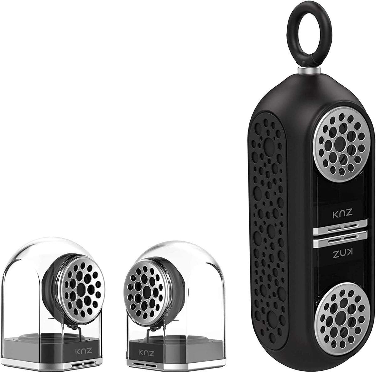 Portable Bluetooth True Wireless Speakers with Magnetic Connectable Base, Gray, Pack of 2 K8967