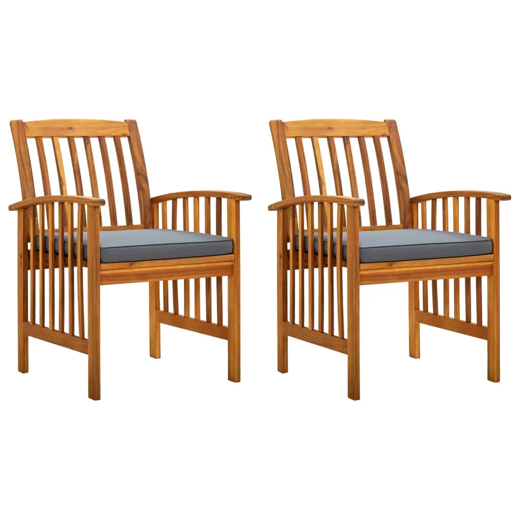 2 pcs Acacia Wood Patio Dining Chairs with Cushions Y662