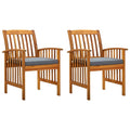 2 pcs Acacia Wood Patio Dining Chairs with Cushions Y662