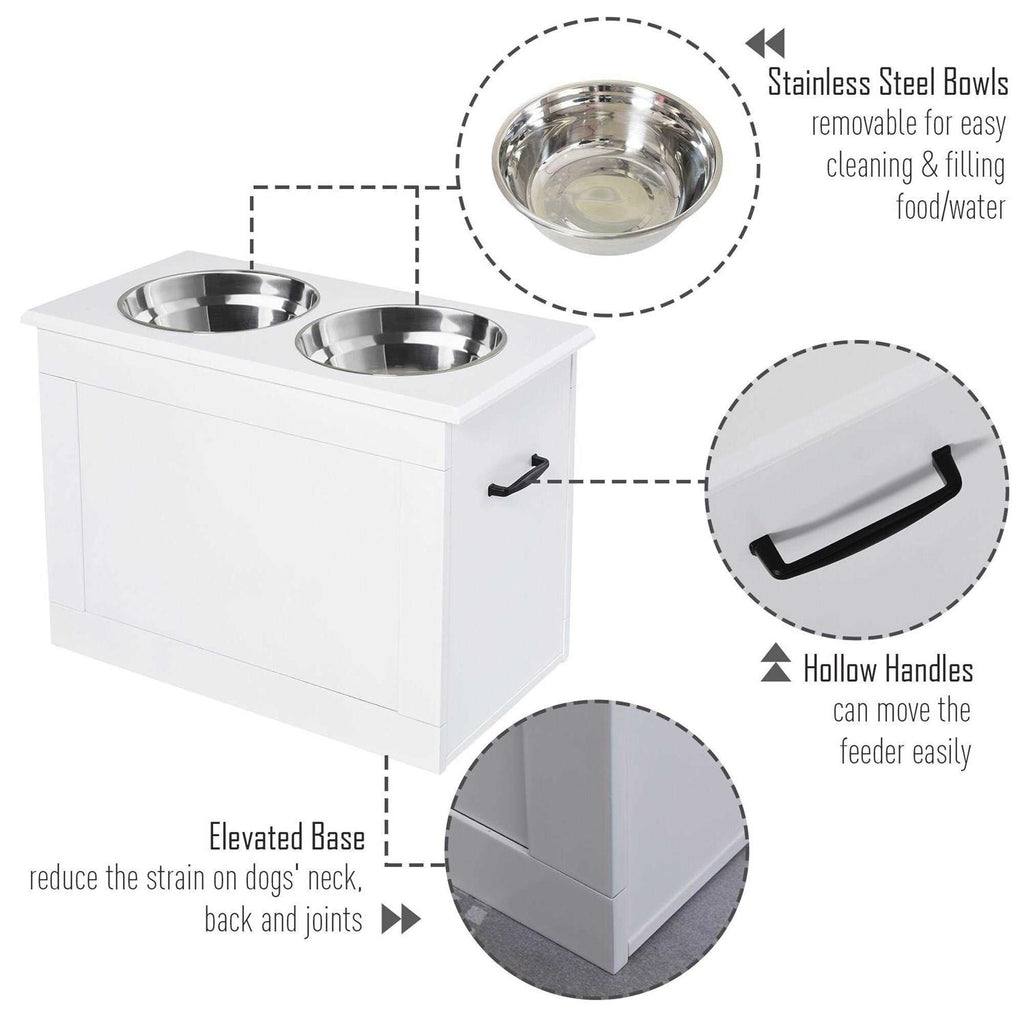 Raised Pet Feeding Station with 2 Stainless Steel Bowls B988382