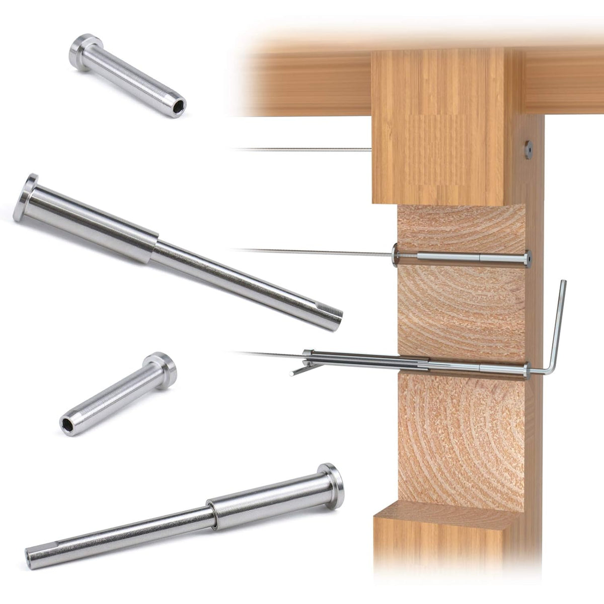 1/8 Invisible Cable Railing Kit with Turnbuckle Swage Threaded Stud and Stemball U35430